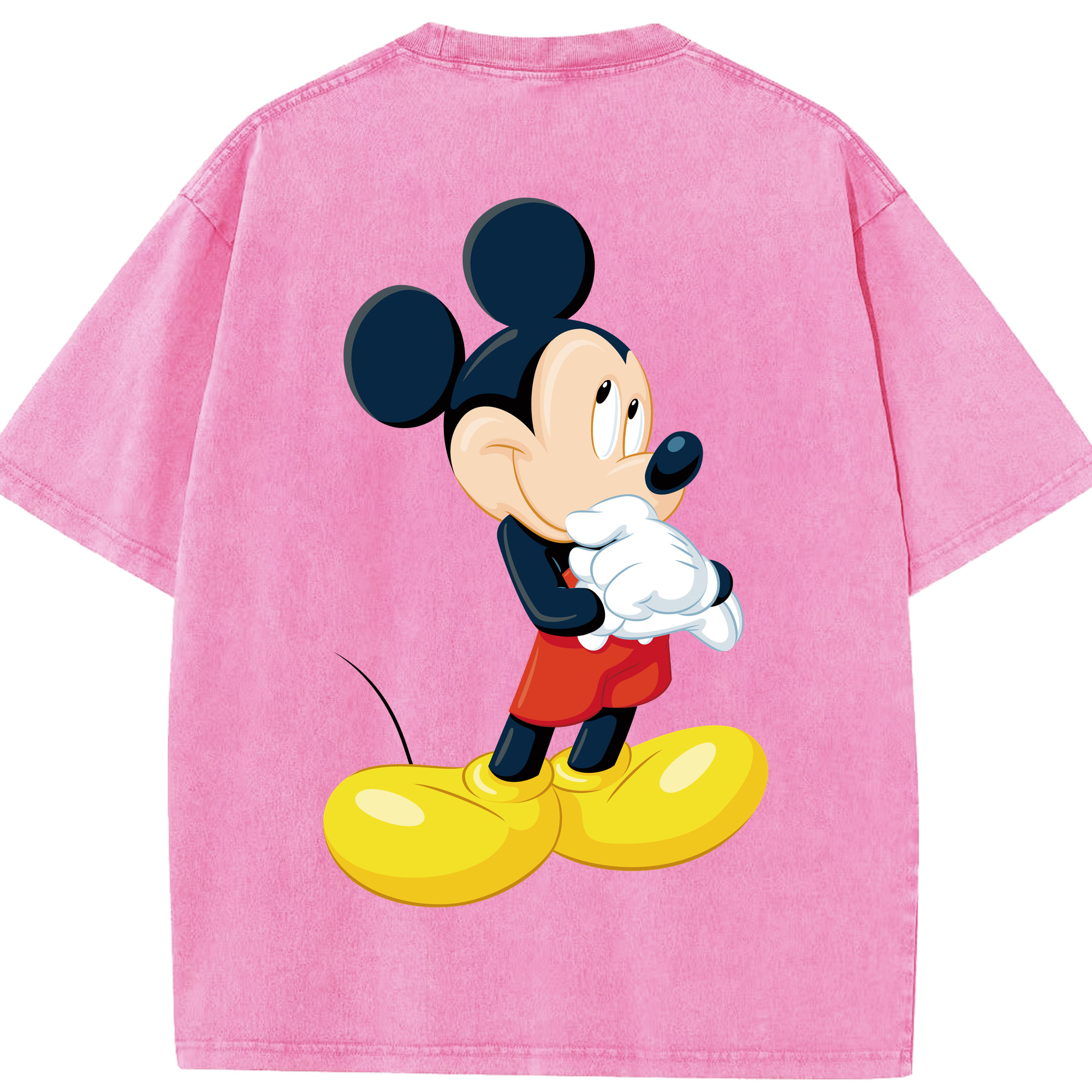（画像用） ミッキーマウス Mickey Mouse 綿100% ヴィンテージ風 半袖Tシャツ（背面プリント）